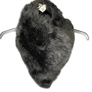 Soft Surroundings Faux Fur Scarf Wrap‎ Black Shag Neck Warmer OS Womens